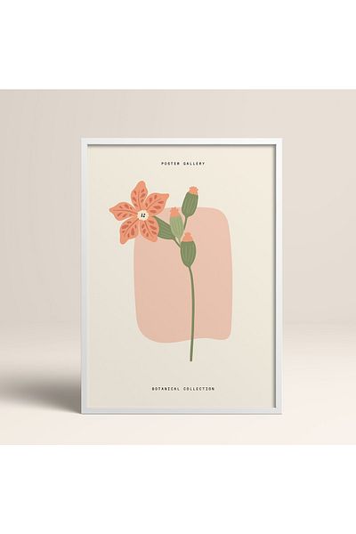 HOMEPACK Tablou cu rame din lemn alb Poster cu rame Decor artistic modern de perete (FLOWER164-WHITE-50X70)