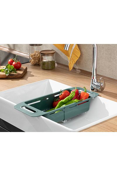 English Home Green Trendy Plastic Sink Strainer - Adjustable, 48X19X8 cm