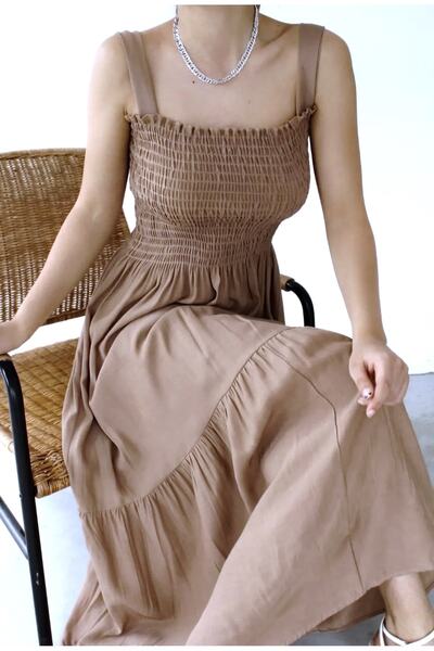 Modaadresiniz Καλοκαιρινό φόρεμα μάξι με ελαστικό λουράκι μέσης