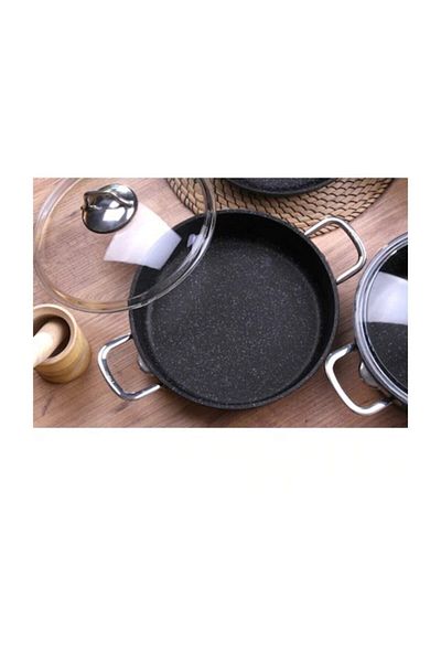 FALEZ Blackline 24 Cm Casting Body Granite Saucepan Rice Pot