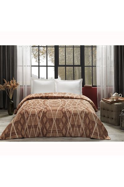 Taç Elina Cotton Double Blanket Tan