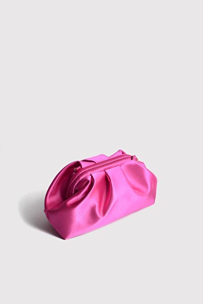 Berlesi Geantă de seară clutch din satin pentru femei fucsia