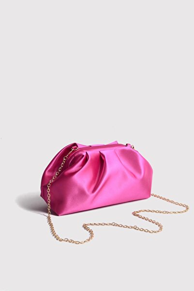 Berlesi Geantă de seară clutch din satin pentru femei fucsia