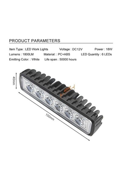 ARSVİSİON 6 Ledli 18w Off Road Gündüz Farı Sis Farı 2'li Set 2 Adet Fiyatıdır