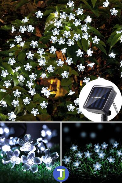 Technojet Solar 50 Led Çiçekli Bahçe Dekorasyon Güneş Enerjili Aydınlatma Modlu