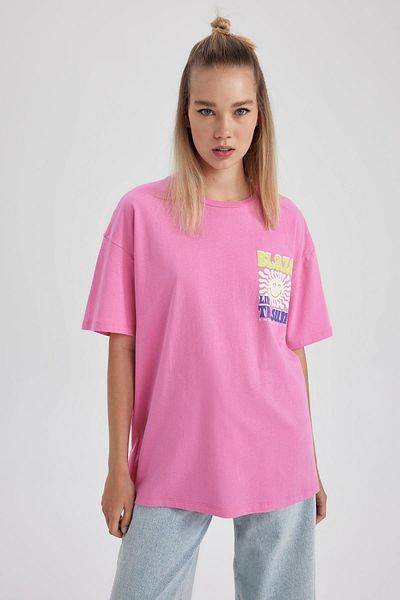 DeFacto Cool Smileyworld Oversize Fit Printed Short Sleeve 100% Cotton T-Shirt