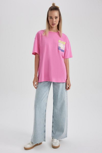 DeFacto Cool Smileyworld Oversize Fit Printed Short Sleeve 100% Cotton T-Shirt