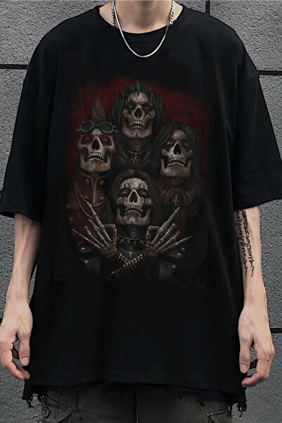 Freak Tshirt Black Color Queen Skull Front Back Printed Unisex Wide Cut Tshirt