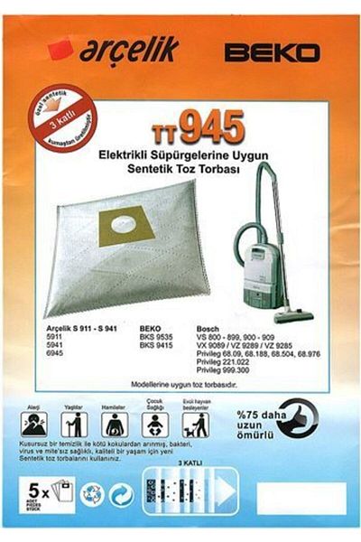 Universal Beko S 911 Compatible 20pcs Arçelik -bosch Vacuum Cleaner Cloth Dust Bag