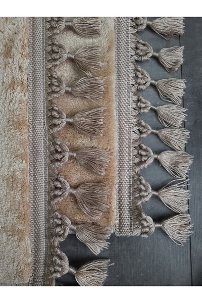 Bonny Home Set scaun de toaletă cu ciucuri, covor de baie, covor de baie, covor cu bază anti-alunecare, cu franjuri, cu franjuri