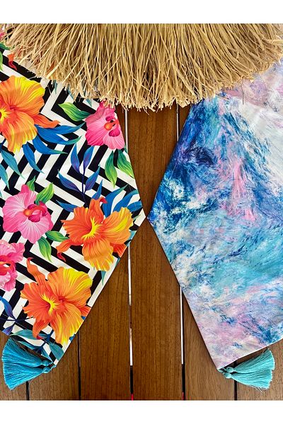 desen izmir Export Surplus, Special, End of Season Promotion Buy 1 Get 1 Free Colorful Flower and Waterfall Pattern 2 Pieces Runner