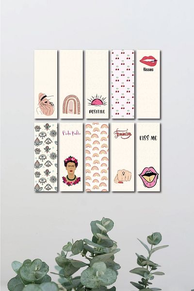 Paytak Moda Women's Peace Flower Rainbow Design 10 Pieces Bookmark Set Pytkayrac48
