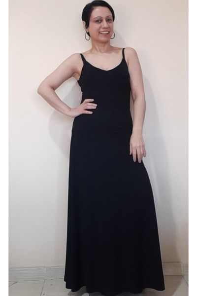 Mertcan Butik Black Elastic Waist Corset Combed Cotton Viscose Summer Flared Skirt