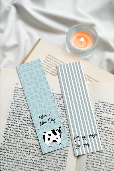 Paytak Moda Blue Colored Text Mixed Design 10 Pieces Bookmark Set Pytkayrac52