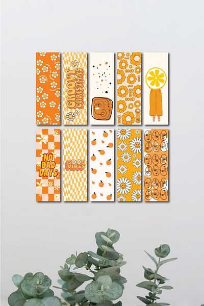 Paytak Moda Daisy Written Yellow Color Design Mixed 10 Pieces Bookmark Set Pytkayrac64