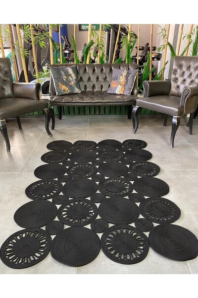 MaVaux Blackthorn Dikdörtgen Jüt Siyah Kilim