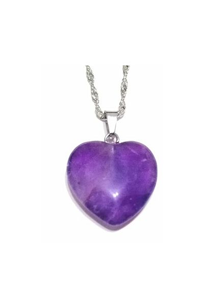 NBS Beautiful Naturel Stones Amethyst Natural Stone Heart Necklace (Gives Positivity, Protects from Radiation) (With Rope)
