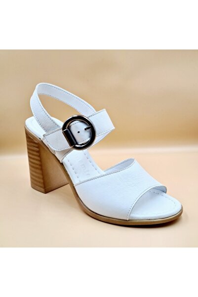 Mammamia D23ys-1170 Біла шкіра Шкіра Товстий каблук (9 см) Жіночі сандалі з п...