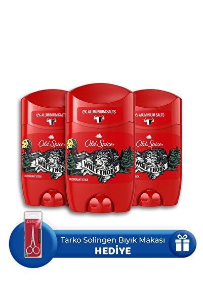 Old Spice Wolfthorn Deodorant Stick 50 Ml - 3 Adet, Bıyık Makası Hediye