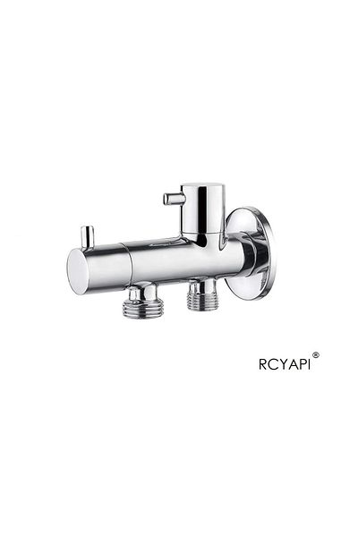 RCYAPI Double Outlet Faucet 1/2 - 3/8 Outlet Open Close - (Spiral Hose Compatible and Bidet Tap)