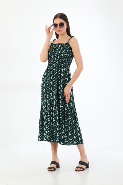 Modaadresiniz Μάξι καλοκαιρινό φόρεμα με ελαστική μέση και χοντρό λουράκι ώμου