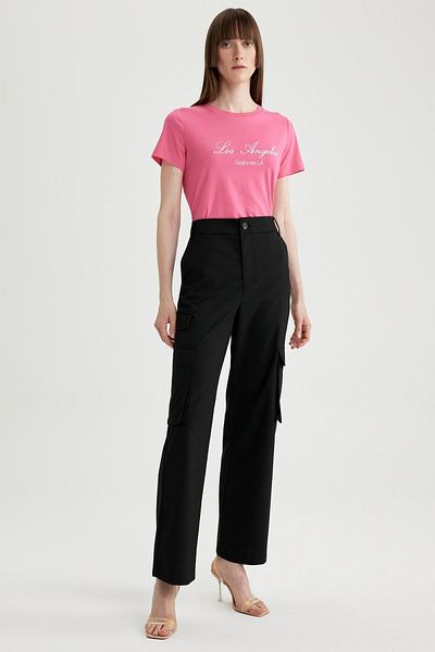 DeFacto Regular Fit Crew Neck κεντημένο κοντό μανίκι 100% βαμβάκι T-shirt A7081ax23sm