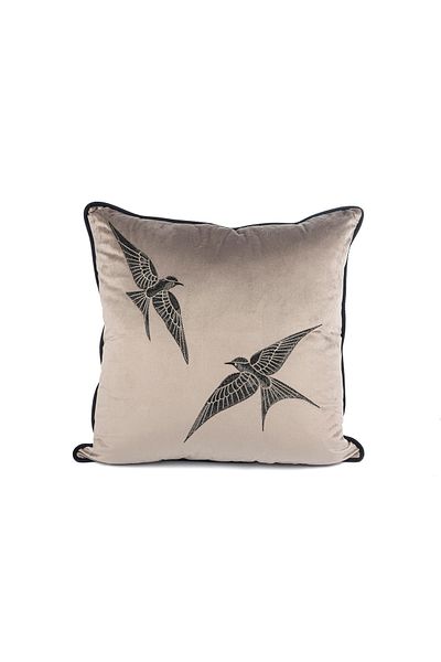 Mikasa Moor Μαξιλάρι μαξιλαριού Isla Grey Velvet Two Birds 55x55