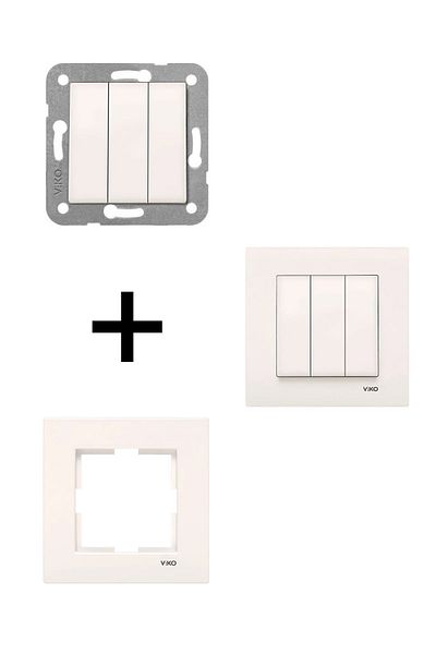 VİKO Karre Cream Triple Switch - Framed