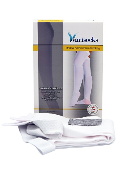 Varisocks Unisex Beyaz Antiembolizm Dizüstü Ucu Açık Çorap