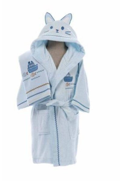 Özdilek Sea Boy Boy Bamboo Bathrobe Set Blue 5-6 Years