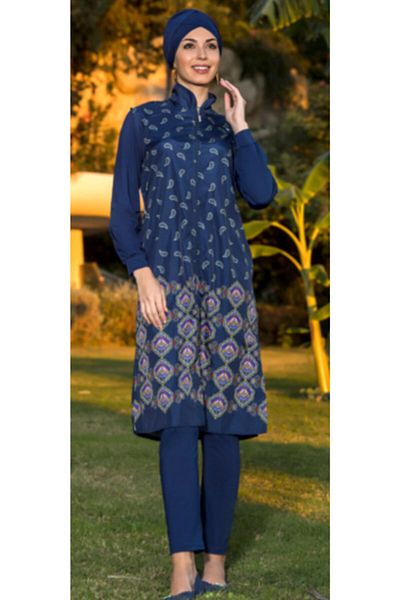 Armes Feather Patterned Vest Look Hijab Swimsuit