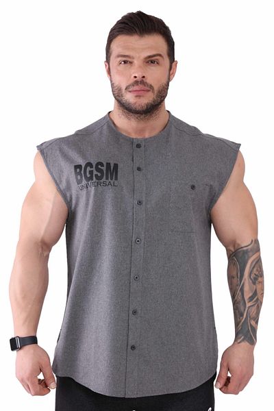 Big Sam Anthracite Colored Oldschool Bodybuilding Sleeveless Shirt - 5044