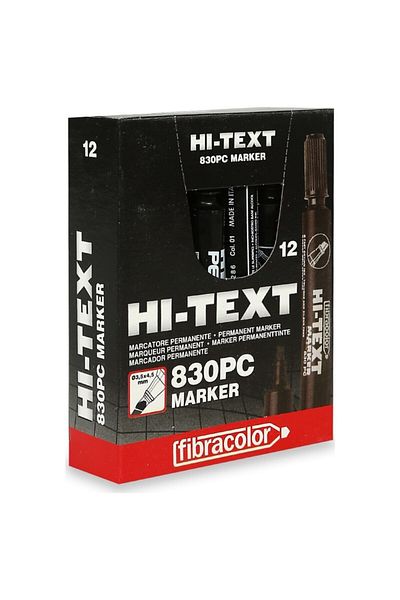 Hi-Text Permanent M. Cut End Black 830pc 12 Pieces