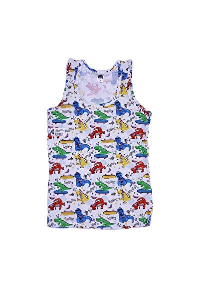 GÜMÜŞ Αγόρια Λευκό Μοτίβο Εμπριμέ Μπλουζάκια Αθλητικά Πακέτο 2 τεμαχίων