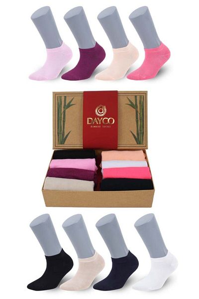 DAYCO Ciorapi papuci din bambus pentru femei premium, fără sudură, set de 8 asortiți Kraft cutie - 558