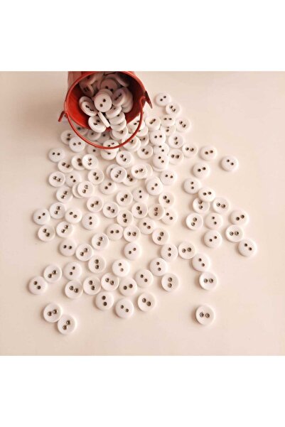 canan dizayn 12,5 Mm Beyaz Nikel Kuşgözü Detaylı 2 Delikli Polyester Düğme(20...