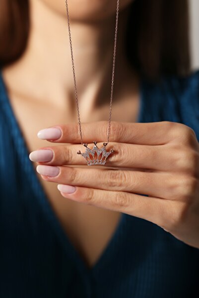 Forenza Kadın Rose 925 Ayar Gümüş Kalpli Kral Tacı Kolye