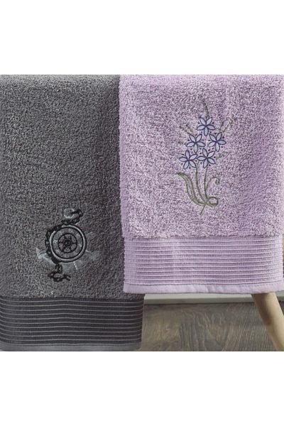 ŞİLAY HOME Şilay Toweled Bathrobe Set of 4 Anthracite Lilac
