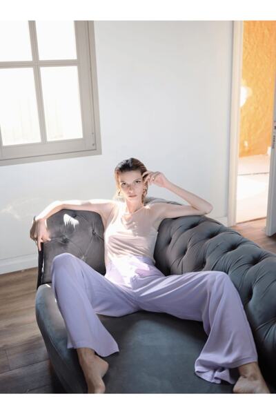 échelle Kadın Lila Pantolon