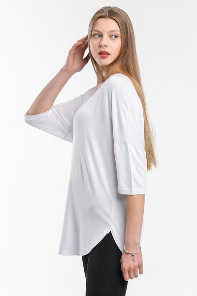 modavingo Γυναικείο χιτώνα με λευκό V λαιμόκοψη casual κομμένο