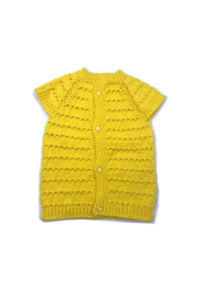 Pafuli Unisex Bebek Sarı El Örgüsü Yelek