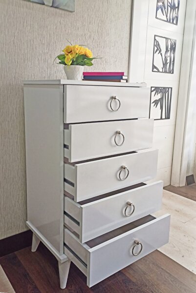 Viola Consept Şifonyer 5 Çekmece Gümüş