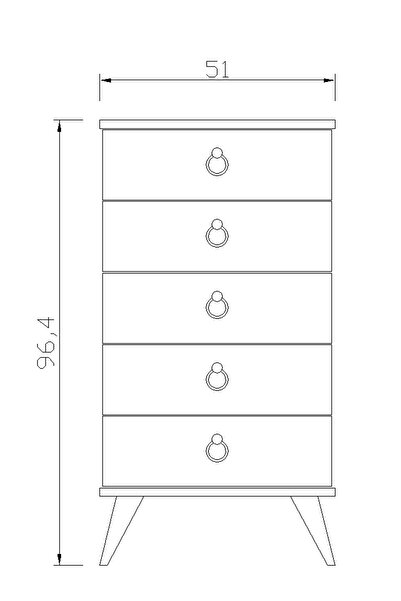 Viola Consept Şifonyer 5 Çekmece Gümüş