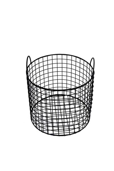 Wess Dizayn Metal Tel Sepet Dekoratif Saklama Kabı Yuvarlak Model Wd-243