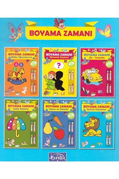 Parıltı Yayıncılık Coloring Time 3-6 Years Crayon 6 Books with Pencils