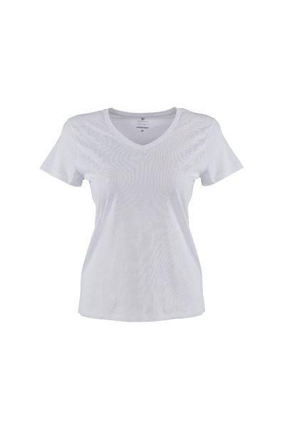 lumberjack CT132 BASIC MODAL V NECK Tricou alb pentru femei100581844