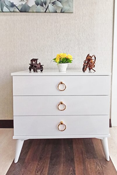 Viola Consept 3 Çekmece Altın Kulplu Şifonyer