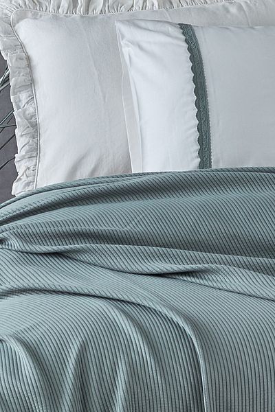 Ecocotton طقم بيكيه فردي من قماش الجاكار العضوي - أليسا جرين