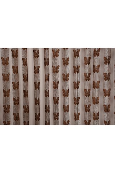 AKÇA TEKSTİL Butterfly Model Bitter Brown Color Curtain 300*270 Cm