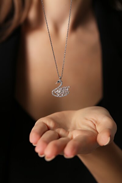 Forenza 925 Ayar Gümüş Beyaz Baget Taşlı Kuğu Kolye